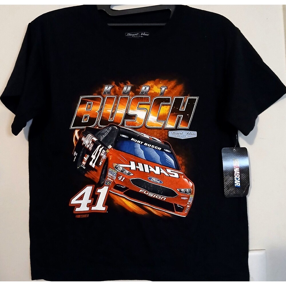NWT Kurt Busch 41 T Shirt Youth M NASCAR Stewart Haas Racing SHR Black